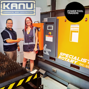 Kanu Commercial Body Construction Installs DC-2016FF Detroit Screw Compressor 16Bar 20Hp / 15Kw 47Cfm On 340L Pressure Vessel Including Dryer