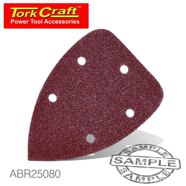 SANDING TRIANGLE VEL SHEET 80 GRIT 140 X 140 X 98MM 5/PACK WITH HOLES - Power Tool Traders