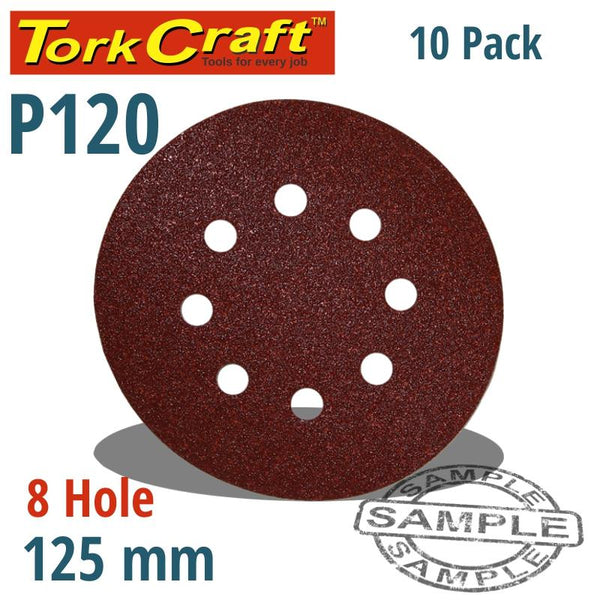 SANDING DISC VELCRO 125MM 120 GRIT WITH HOLES 10/PK - Power Tool Traders