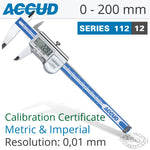 ACCUD COOLANT PROOF DIGITAL CALIPER WITH CALIBRATION CERT 0-200MM - Power Tool Traders