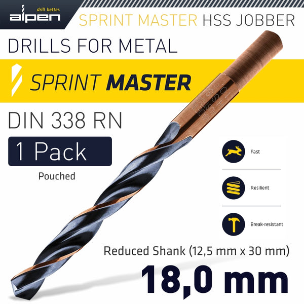 ALPEN SPRINT MASTER 18.0 MM REDUCED SHANK 12.5X30 POUCHED - Power Tool Traders