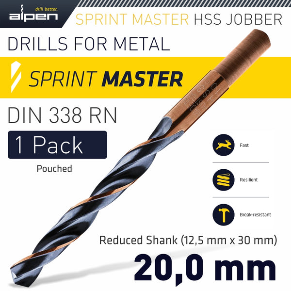 ALPEN SPRINT MASTER 20.0 MM REDUCED SHANK 12.5X30 POUCHED - Power Tool Traders