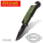 KNIFE SURVIVAL GREEN WITH LED LIGHT & FIRE STARTER IN DOUBLE BLISTER - Power Tool Traders