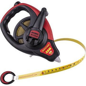 MEASURING TAPE STEEL BLADE 50M X 13MM CO-MOLDED RUBBER CASING - Power Tool Traders