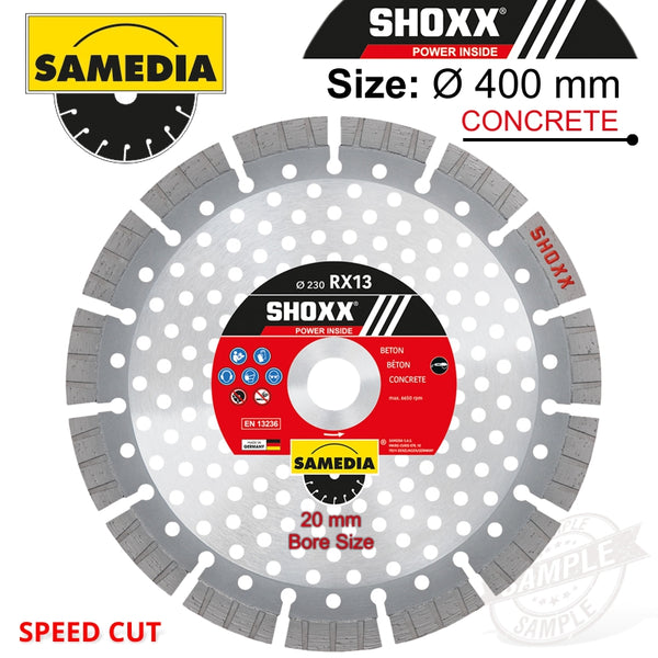 DIAMOND BLADE 400MM X 20 SEGMENTED IND REINF. CONCRETE SPEED CUT SHOXX - Power Tool Traders