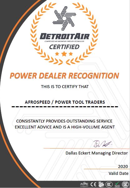 PowerToolTraders.co.za Awarded the Authorised Power Dealer From Detroit Compressors.