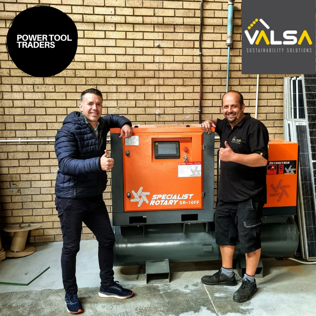 Valsa Trading Sustainability Solutions Installs Detroit Air Screw Compressor Full Feature 10Hp / 7.5Kw 39Cfm On 250L Pressure Vessel Including Dryer