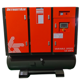 CZ-20FV Detroit Air Screw Compressor 20Hp/15kW 77Cfm @ 8 Bar Variable Speed On 400L Pressure Vessel With Air Dryer And Filtration