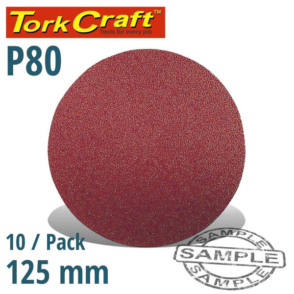 SANDING DISC VELCRO 125MM NO HOLE 80 GRIT 10/PACK - Power Tool Traders