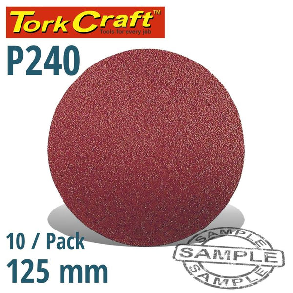 SANDING DISC VELCRO 125MM NO HOLE 240 GRIT 10/PACK - Power Tool Traders