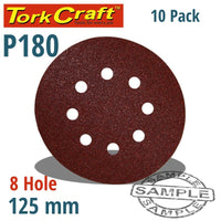 SANDING DISC VELCRO 125MM 180 GRIT WITH HOLES 10/PK - Power Tool Traders