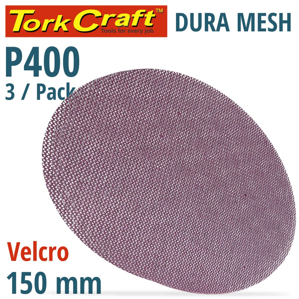DURA MESH ABR.DISC 150MM VELCRO 400GRIT 3PC FOR SANDER POLISHER - Power Tool Traders