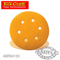 GOLD VELCRO DISC (50 PIECES) 150 GRIT 150MM X 6+1 HOLES - Power Tool Traders