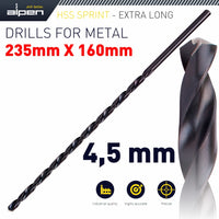 HSS DRILL BIT 4.5MM 235 X 160 EXTRA LONG - Power Tool Traders