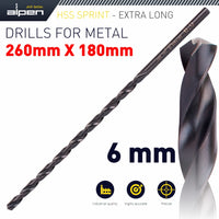 HSS DRILL BIT 6MM 260 X 180 EXTRA LONG - Power Tool Traders