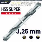 HSS SUPER DRILL BIT DOUBLE ENDED 3.25MM 2/POUCH - Power Tool Traders