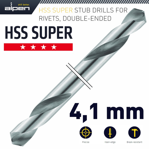 HSS SUPER DRILL BIT DOUBLE ENDED 4.1MM 2/POUCH - Power Tool Traders