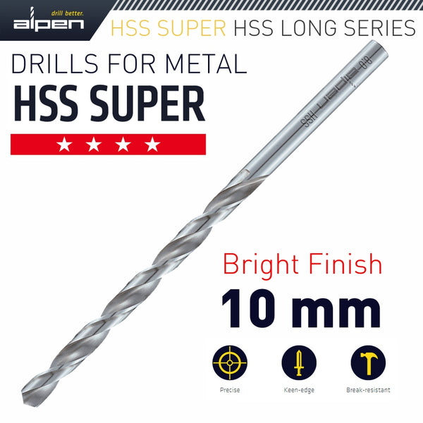 HSS SUPER DRILL BIT LONG 10 X 184MM POUCH - Power Tool Traders