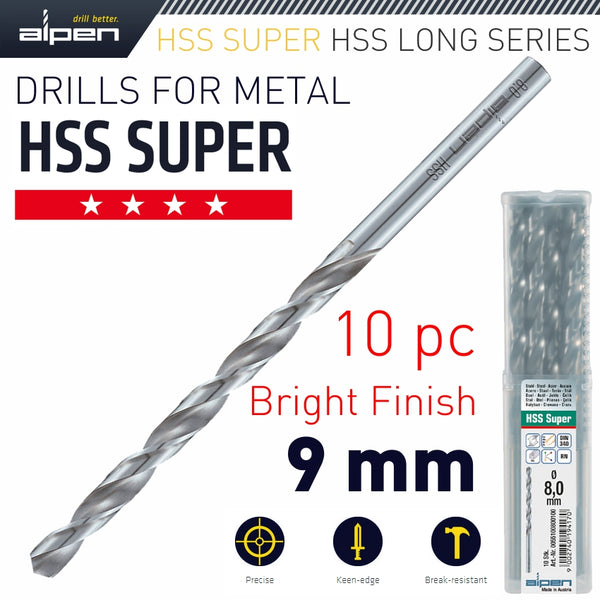 HSS DRILL BIT LONG 9 X 175MM BULK - Power Tool Traders