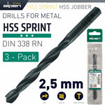 HSS SPRINT DRILL BIT 2.5MM 3/PACK - Power Tool Traders