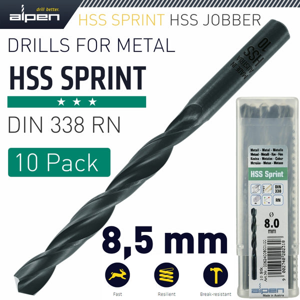 HSS SPRINT DRILL BIT 8.5MM BULK IND.PACK - Power Tool Traders