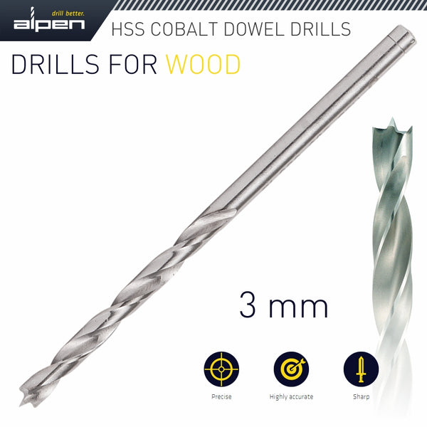 HSS COBALT WOOD DRILL BIT 3MM - Power Tool Traders