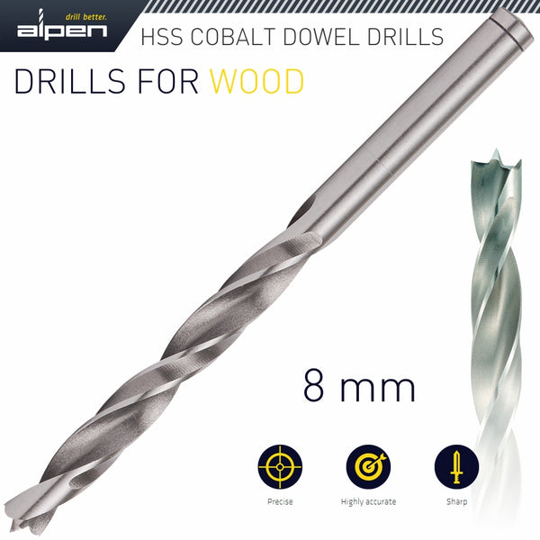 HSS COBALT WOOD DRILL BIT 8MM - Power Tool Traders