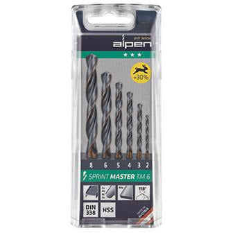 ALPEN SPRINT MASTER TM6 6-PCS 2 - 3 - 4 - 5 - 6 - 8MM HSS SET - Power Tool Traders