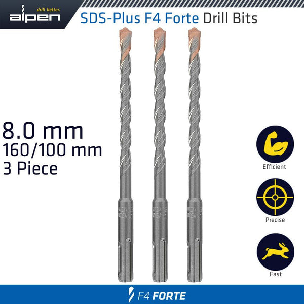SDS PLUS F4 BIT 8MM X 160 X 100 X 3 PCS DRILL HAMMER