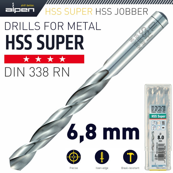 HSS SUPER DRILL BIT 6.8MM BULK - Power Tool Traders
