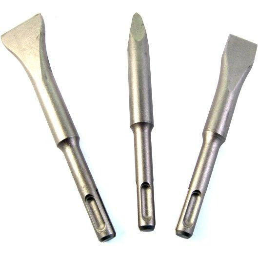 SDS SHORT CHISEL SET PLASTIC TUBE POINT X140MM FLAT 20X140 WIDE 30X140 - Power Tool Traders