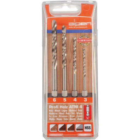 HEX SHANK SET HSS FOR WOOD 4 PIECE 3 4 5 6MM - Power Tool Traders