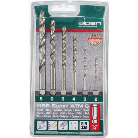 HEX SHANK HSS SUPER SET 6 PIECE 2 3 4 5 6 8MM - Power Tool Traders
