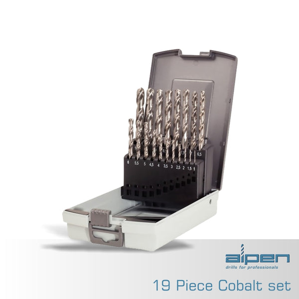 HSS COBALT DRILL BIT SET 19 PIECE 1.0-10.0MM X 0.5MM IN PLASTC CASE - Power Tool Traders