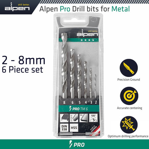 HSS PRO DRILL BIT SET 6 PIECE 2 - 8MM 111806100 - Power Tool Traders