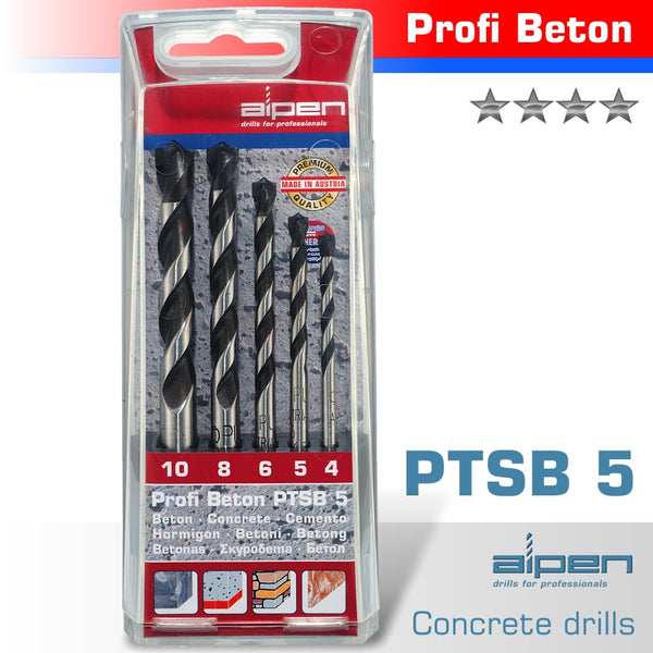 CONCRETE PROFI BETON DRILL BIT 5 PIECE SET 4 5 6 8 10 mm - Power Tool Traders