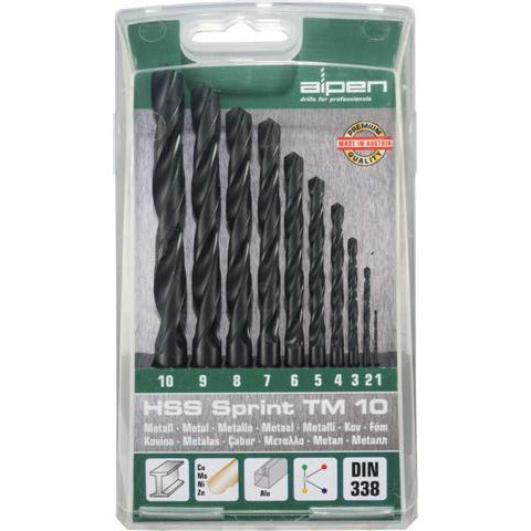 HSS SPRINT DRILL BIT SET 10 PIECE 1-10 X 1.0 - Power Tool Traders