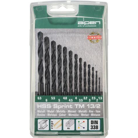 HSS SPRINT DRILL BIT SET 13 PIECE  1.5-6.5 3.2+4.8 - Power Tool Traders