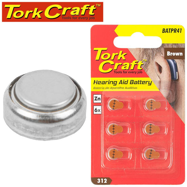 PR41 ZINC-AIR HEARING AID BATTERY X6 PACK BROWN