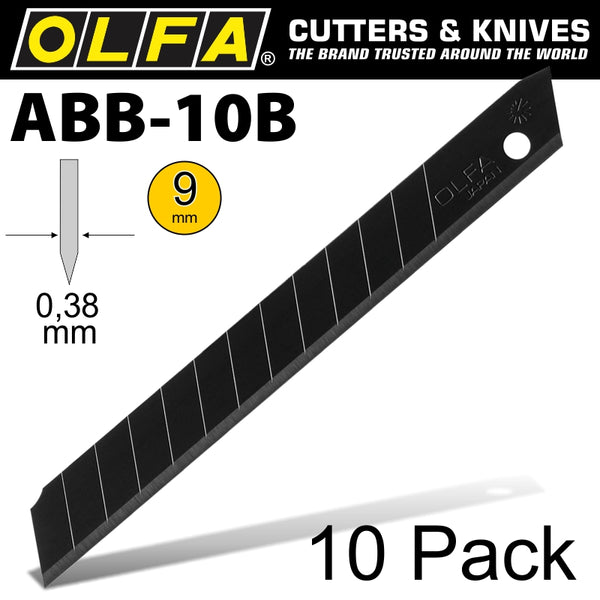 OLFA BLADES EXCEL BLACK 10/PK CARDED ULTRA SHARP 9MM - Power Tool Traders