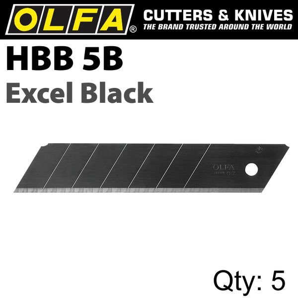 OLFA BLADES EXCEL BLACK 5PK ULTRA SHARP FOR H1; NH1; XH1 CUTTERS 25MM - Power Tool Traders