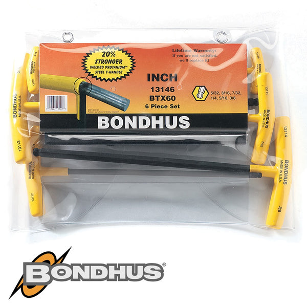 BALL END T-HDL 6PC SET 5/32'-3/8' GRADUATED - Power Tool Traders