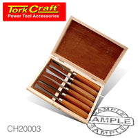 CHISEL SET WOOD CARVING 6 PIECE WOODEN BOX - Power Tool Traders