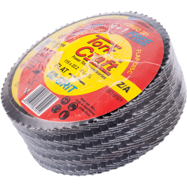 FLAP DISC ZIRCONIUM 115MM 60 GRIT FLAT 4+1 FREE - Power Tool Traders