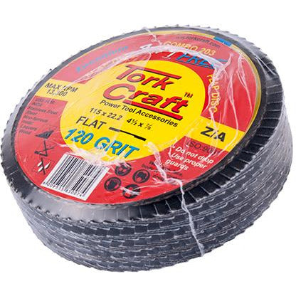 FLAP DISC ZIRCONIUM 115MM 120 GRIT FLAT 4+1 FREE - Power Tool Traders