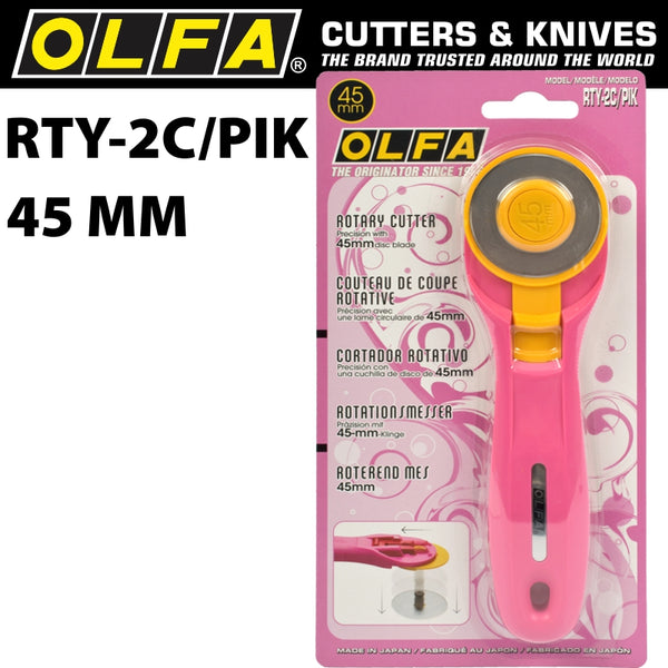 OLFA ROTARY SPLASH CUTTER 45MM BLADE R/L HANDED PINK - Power Tool Traders