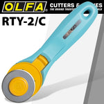 OLFA ROTARY SPLASH CUTTER 45MM BLADE R/L HANDED LIGHT BLUE AQUA - Power Tool Traders