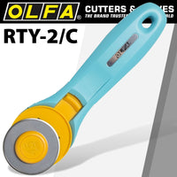 OLFA ROTARY SPLASH CUTTER 45MM BLADE R/L HANDED LIGHT BLUE AQUA - Power Tool Traders