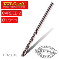 DRILL BIT HSS INDUSTRIAL 1.5MM 135DEG 2/CARD - Power Tool Traders