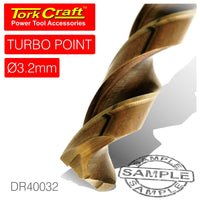 DRILL BIT HSS TURBO POINT 3.2MM 1/CARD - Power Tool Traders